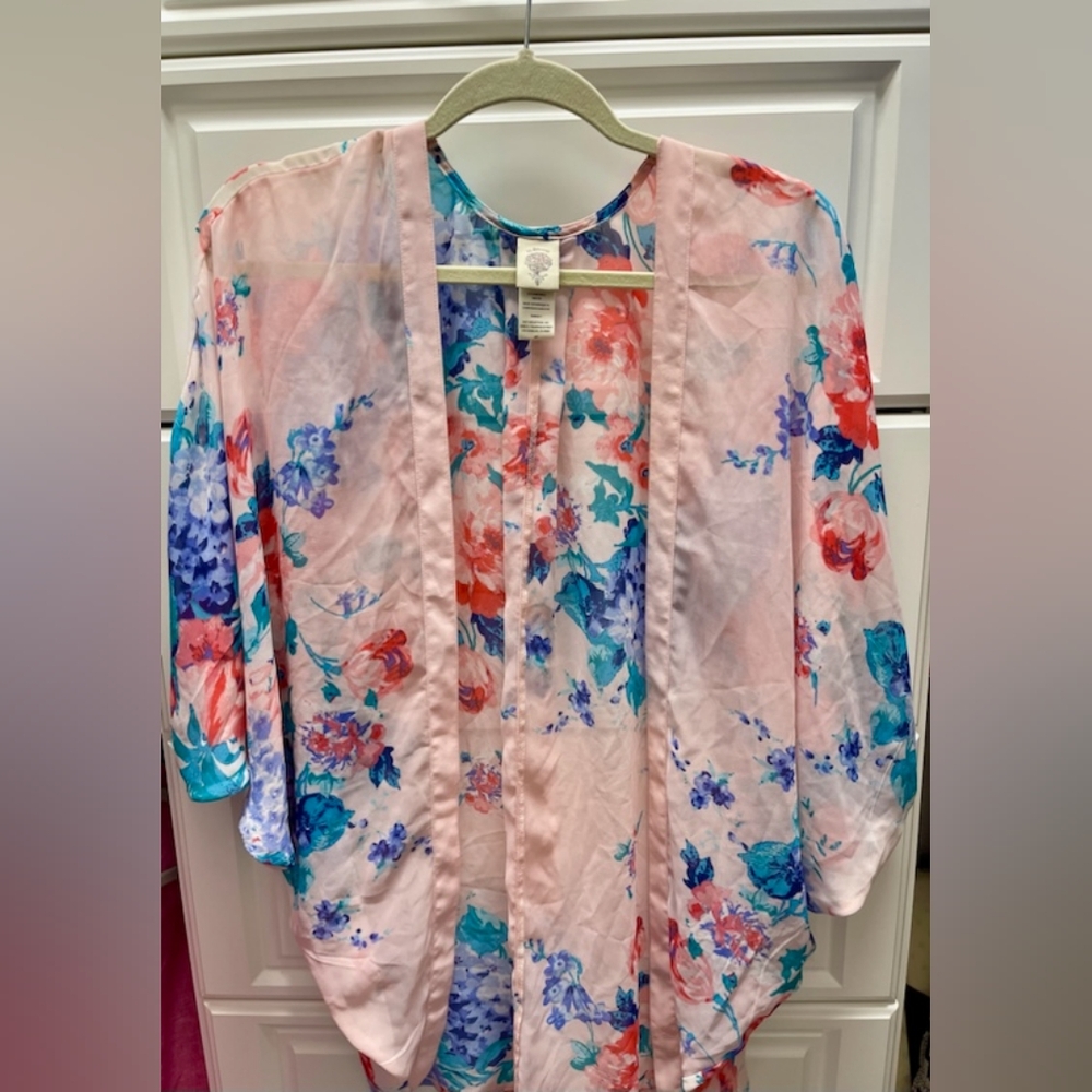 In Bloom by Jonquil sheer top, pink with floral pattern